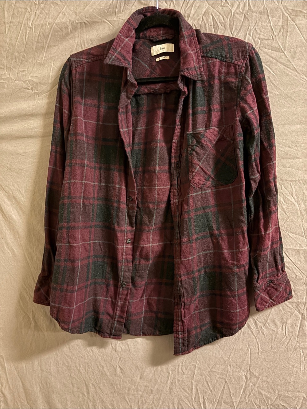 Maroon Plaid Flannel Shirt - Casual Button-Up